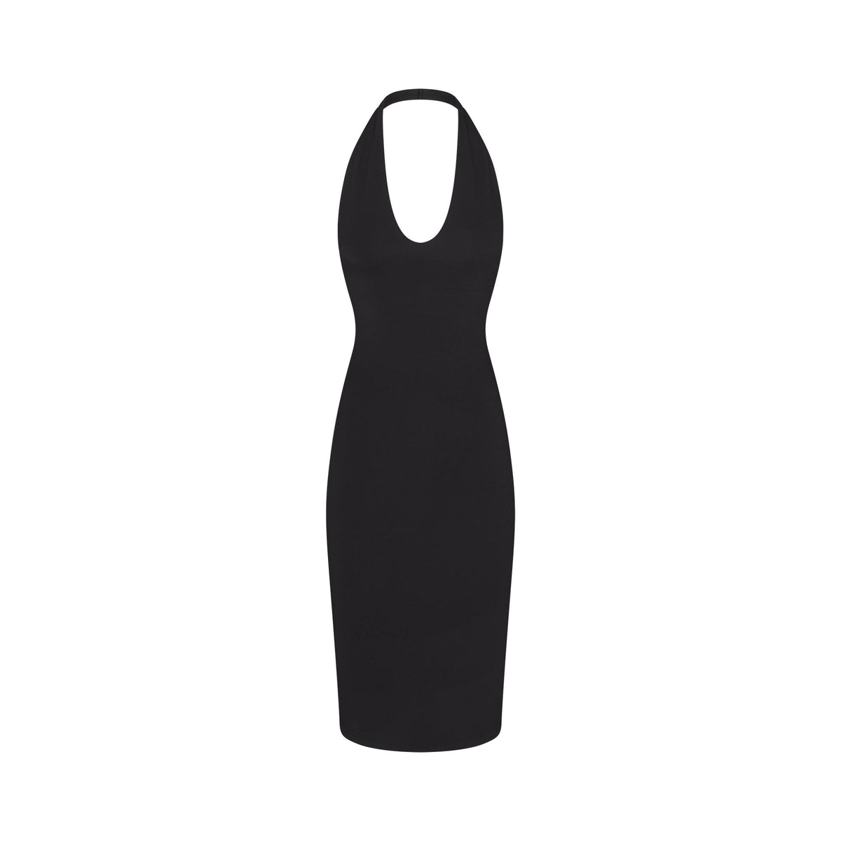 Smooth Layers Plunge Halter Midi Dress