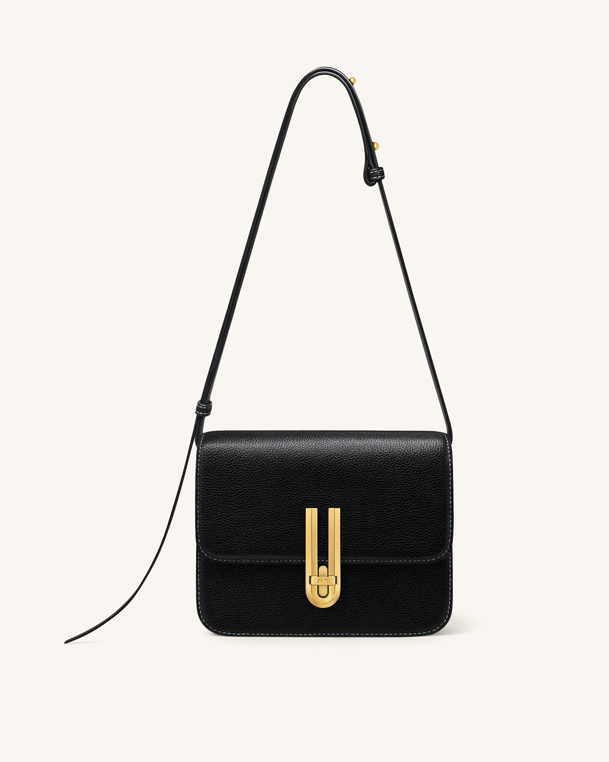 Evania Lock Pebbled Shoulder Bag - Khaki