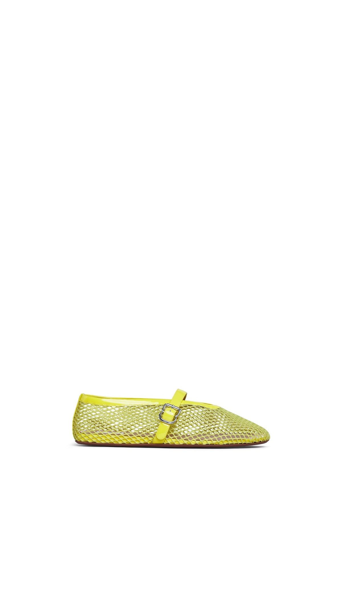 Alaïa Lemon Yellow BALLET FLATS IN FISHNET