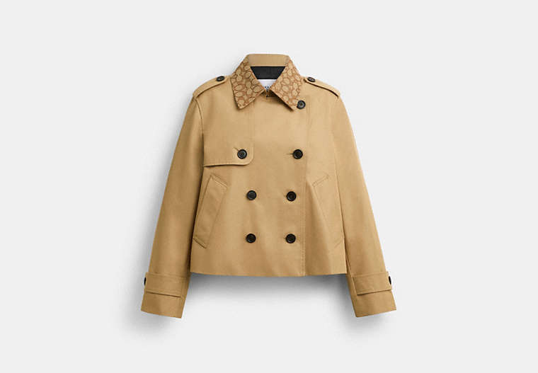 Short Trench Coat With Signature Collar
