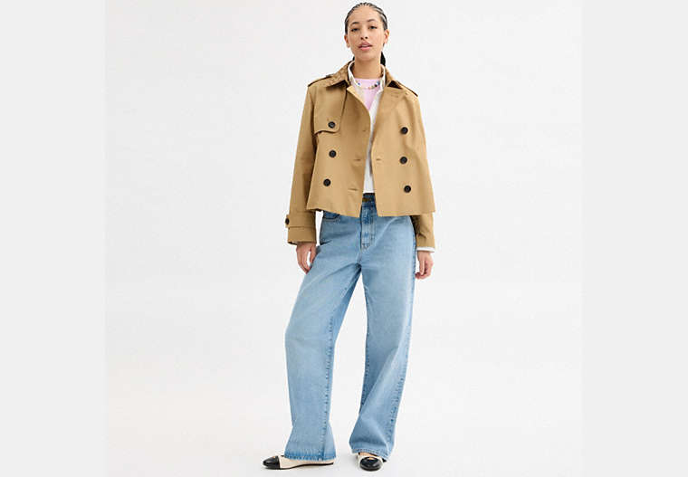 Short Trench Coat With Signature Collar