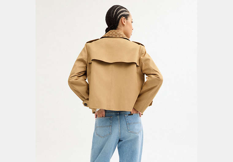 Short Trench Coat With Signature Collar