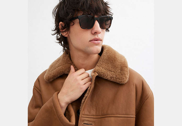 C Hardware Textured Temple Square Sunglasses
