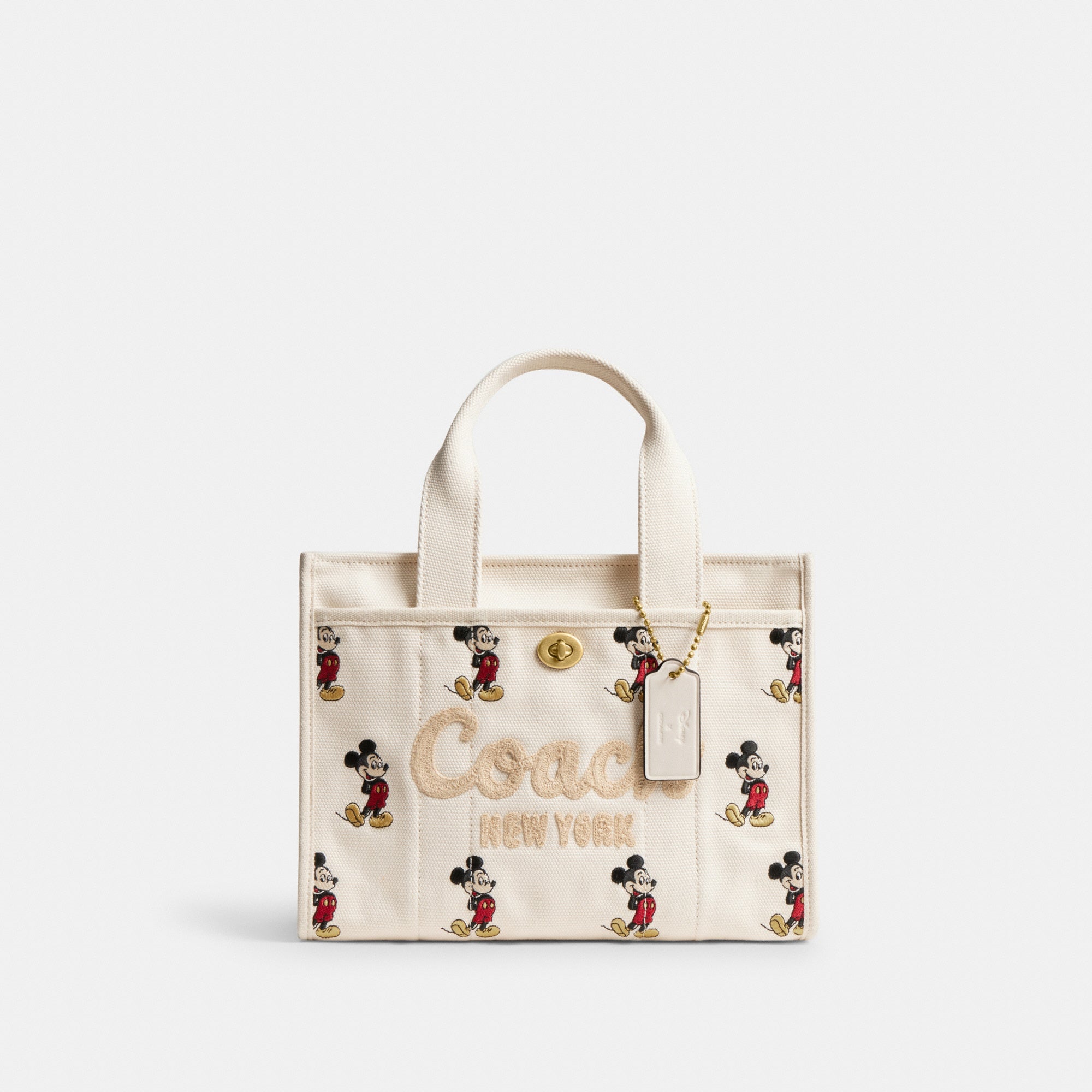 Disney X Coach Cargo Tote Bag 26 With Mickey Mouse In Regenerative Cotton Canvas
