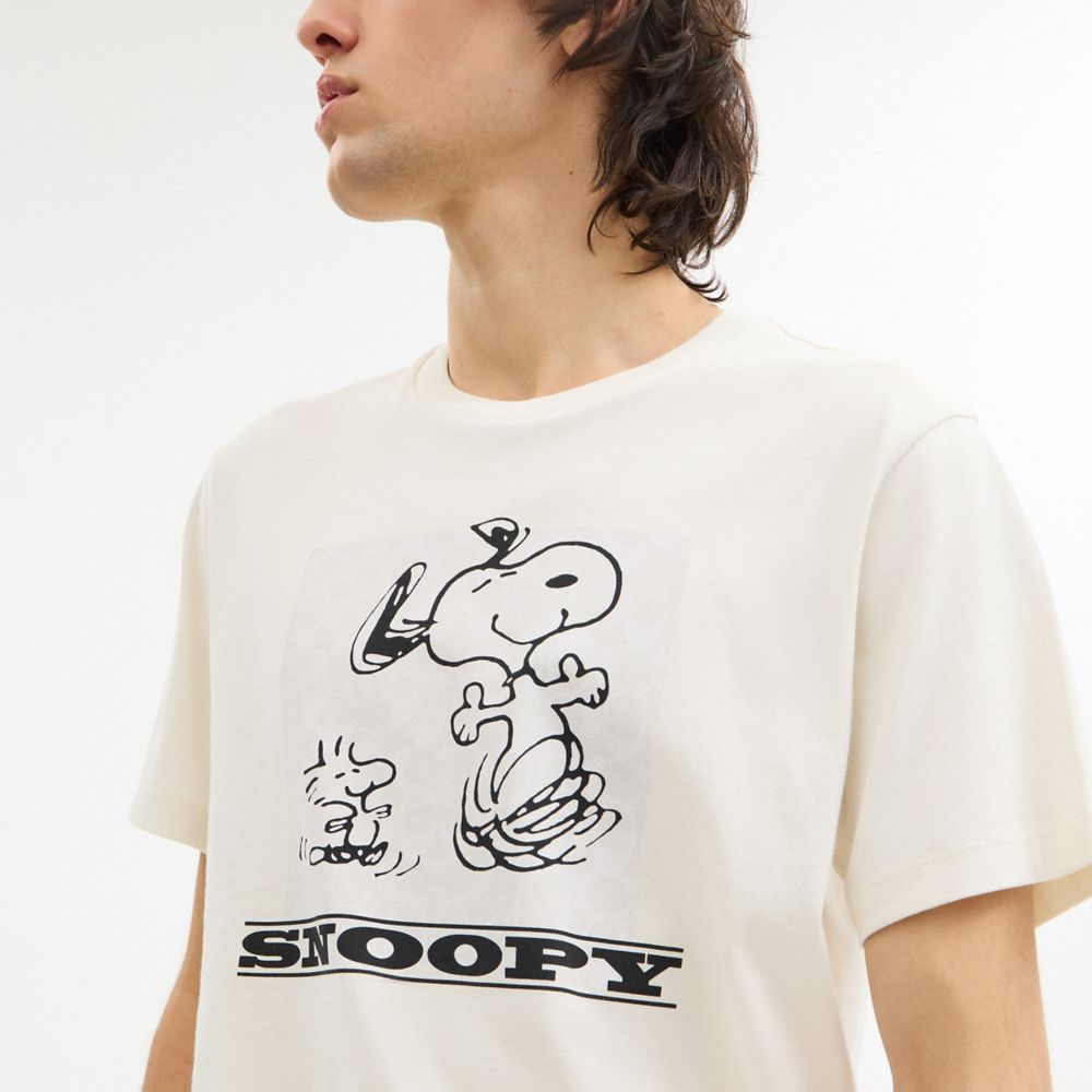 Coach X Peanuts Snoopy Signature Square T Shirt In Organic Cotton