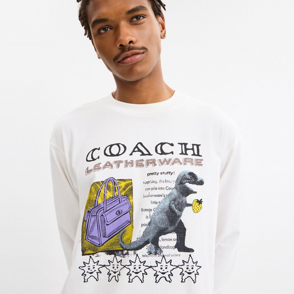 Leatherware Collage Relaxed Long Sleeve T Shirt In Organic Cotton