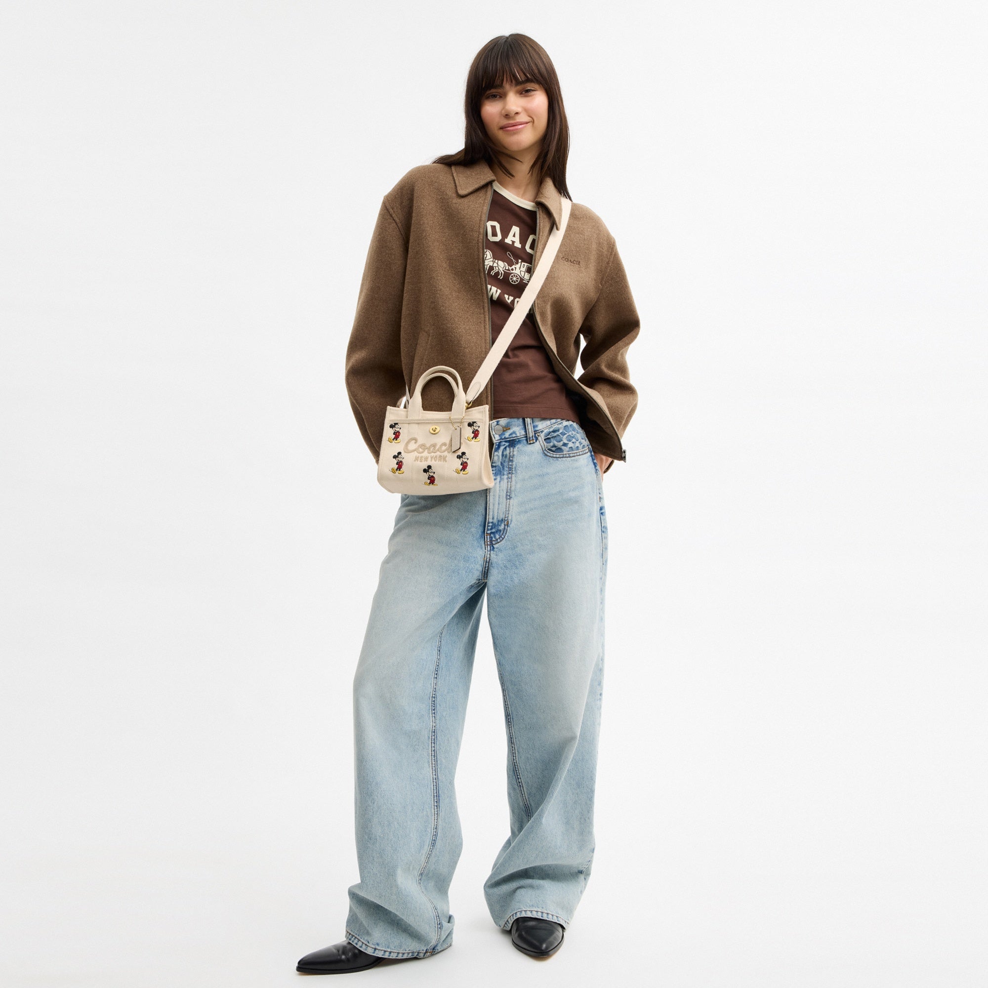 Disney X Coach Cargo Tote Bag 20 With Mickey Mouse In Regenerative Cotton Canvas