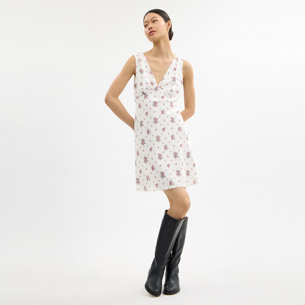 Spring Blossom Print Silk Dress