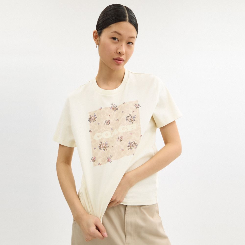 Spring Blossom Signature Square Classic T Shirt In Organic Cotton