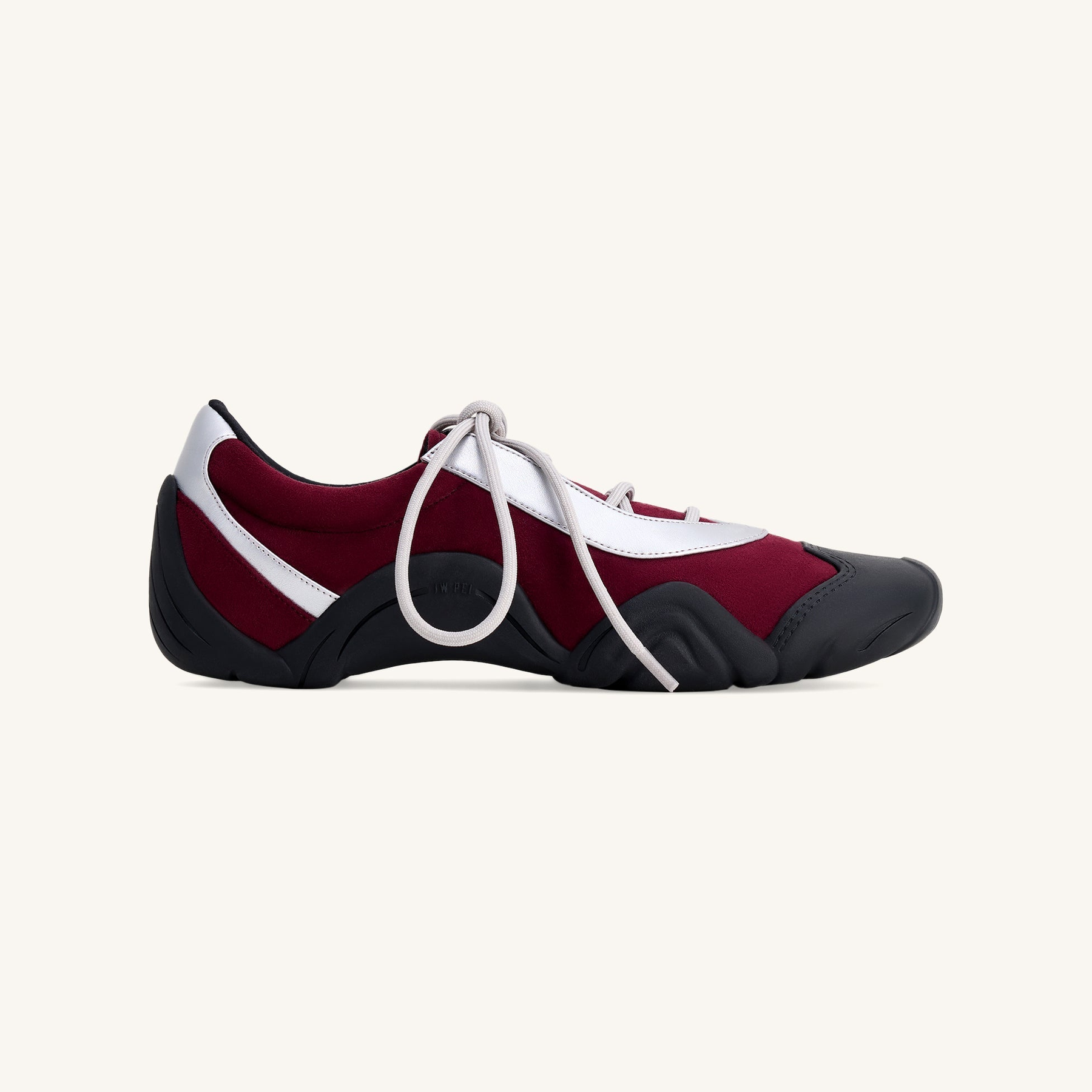 Caitlin Faux Suede Lace-up Ballerina Sneakers - Burgundy & Light Grey
