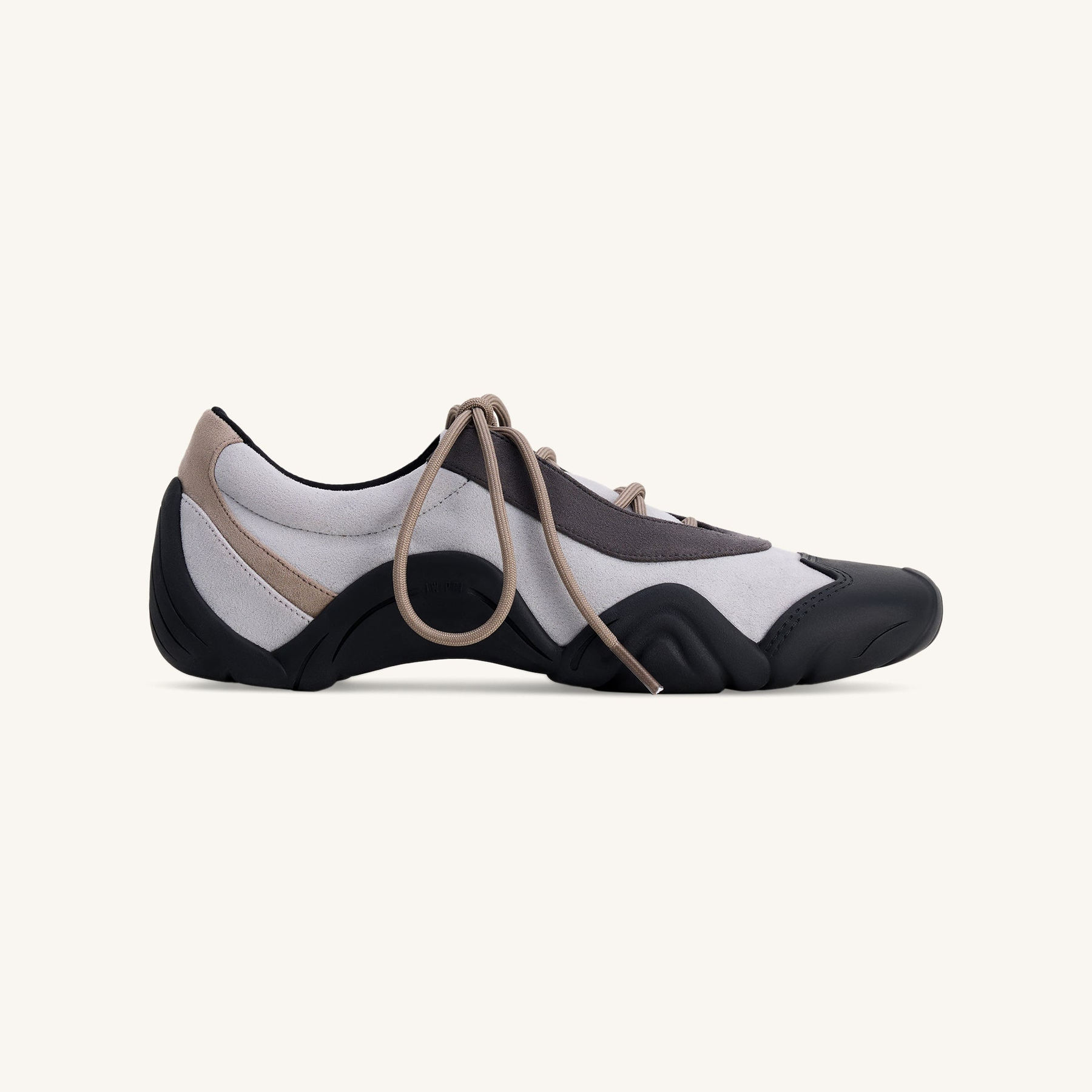 Caitlin Faux Suede Lace-up Ballerina Sneakers - Grey Mix
