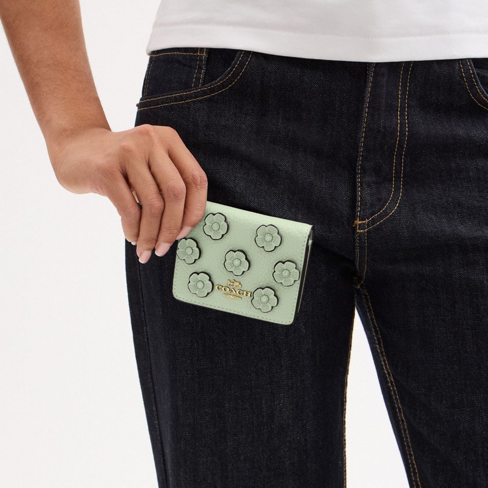 Mini Wallet On A Chain With Floral Applique