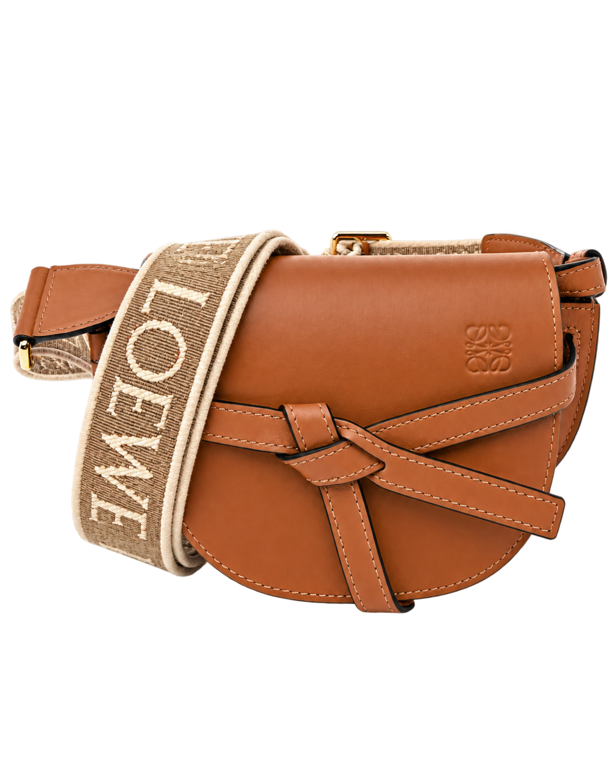 Calfskin Jacquard Mini Gate Dual Bag Tan