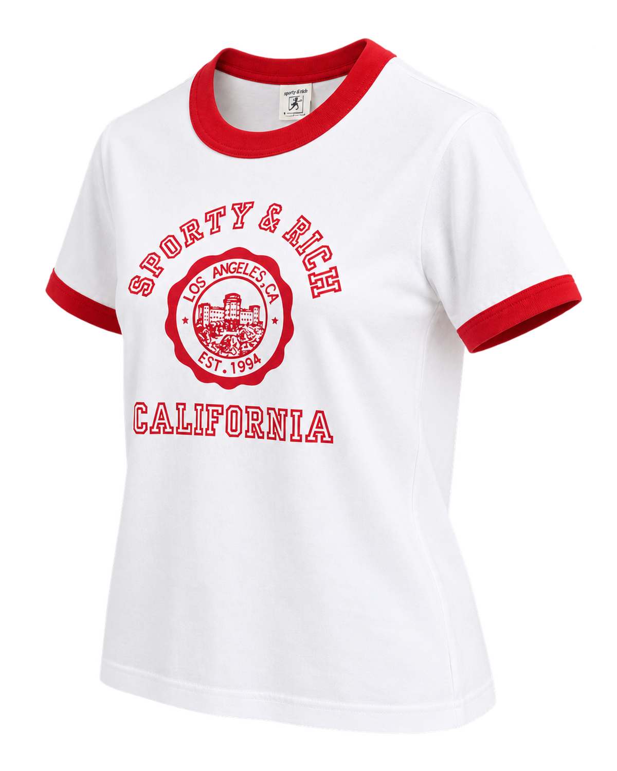 California Emblem Ringer Tee - White/Ruby