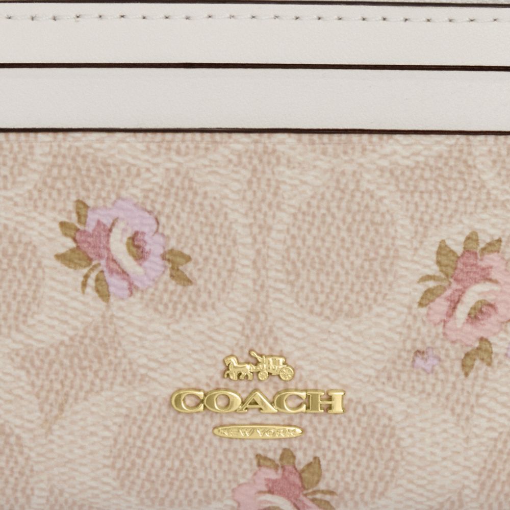 Mini Skinny Id Case In Signature Canvas With Floral Print