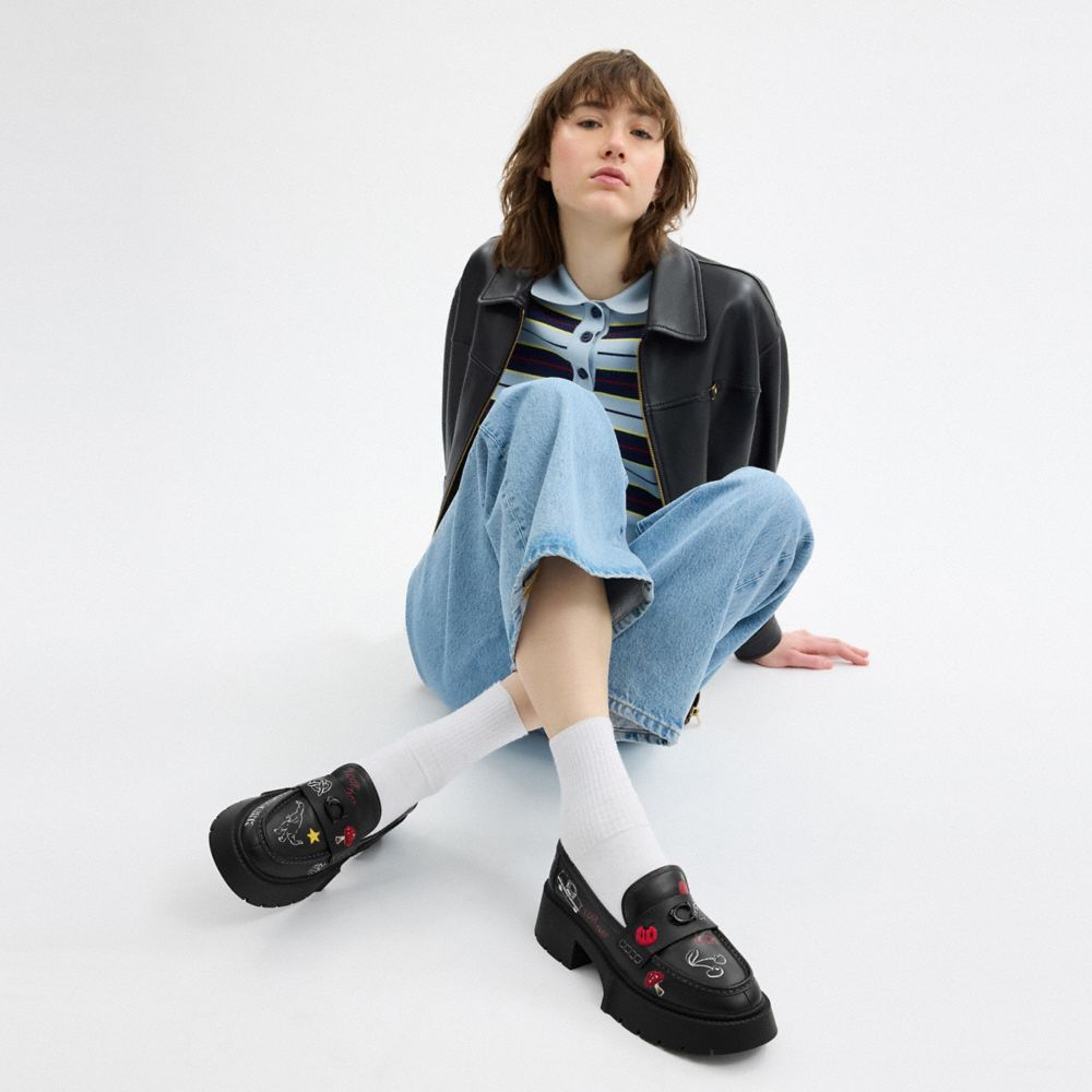 Leah Platform Loafer With Sketch Print