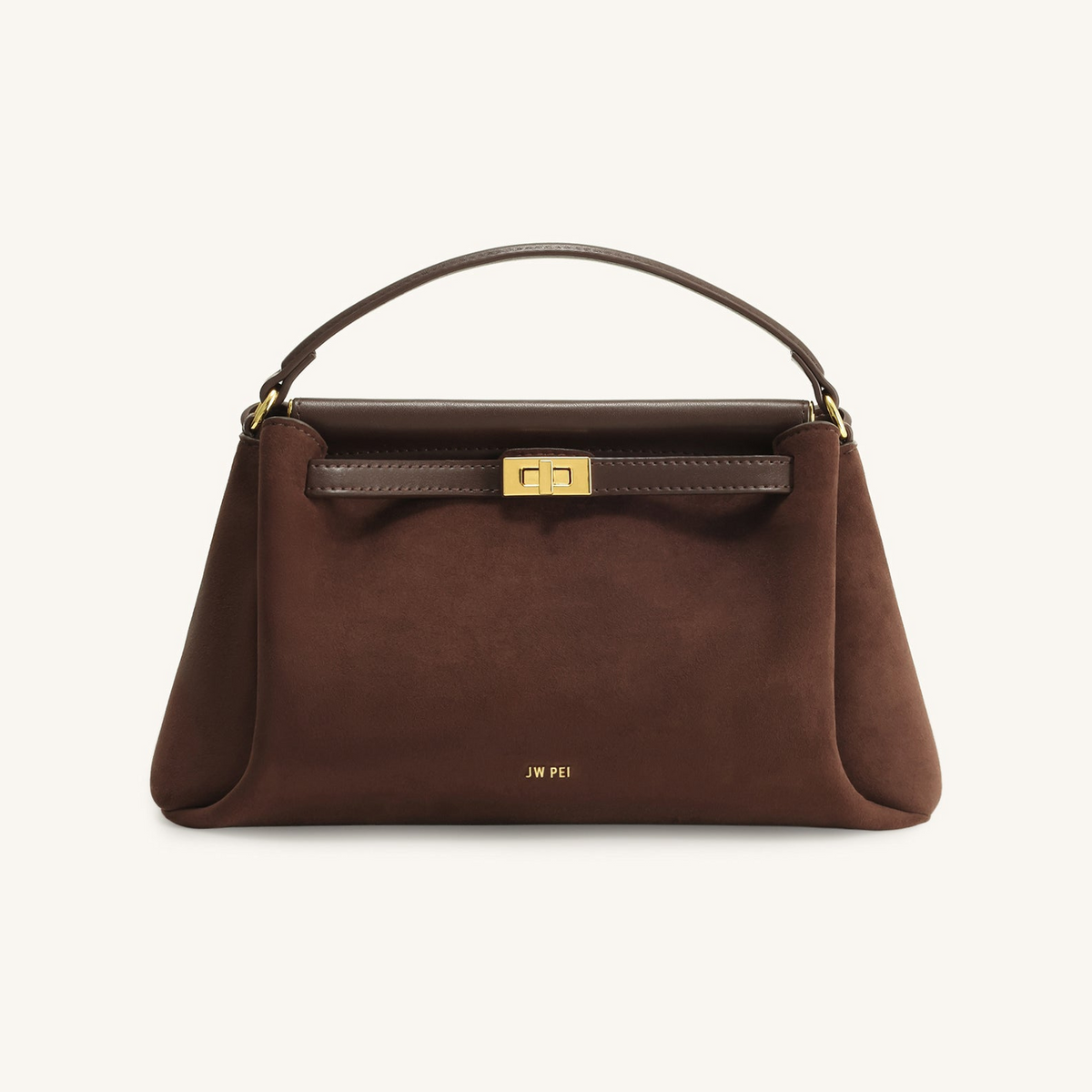 Carmen Faux Suede Top Handle Bag - Dark Brown