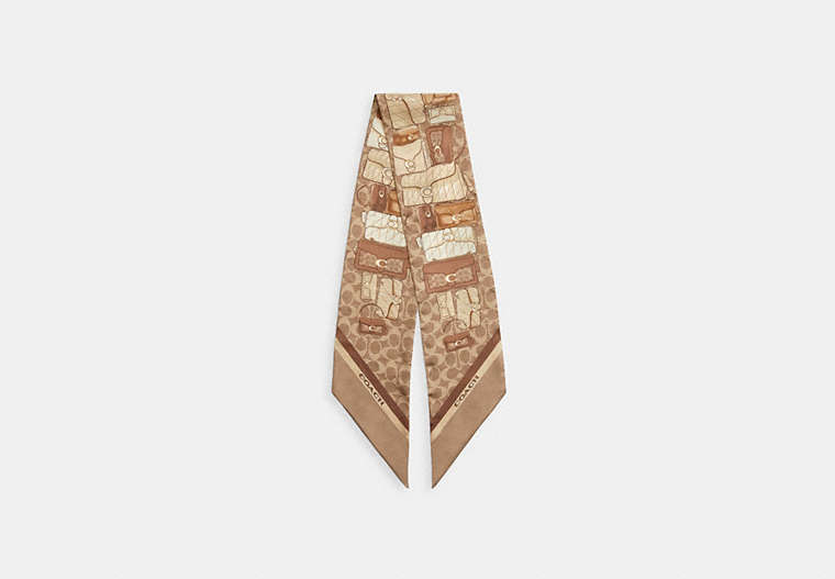 Stacked Tabby Bags Print Silk Skinny Scarf