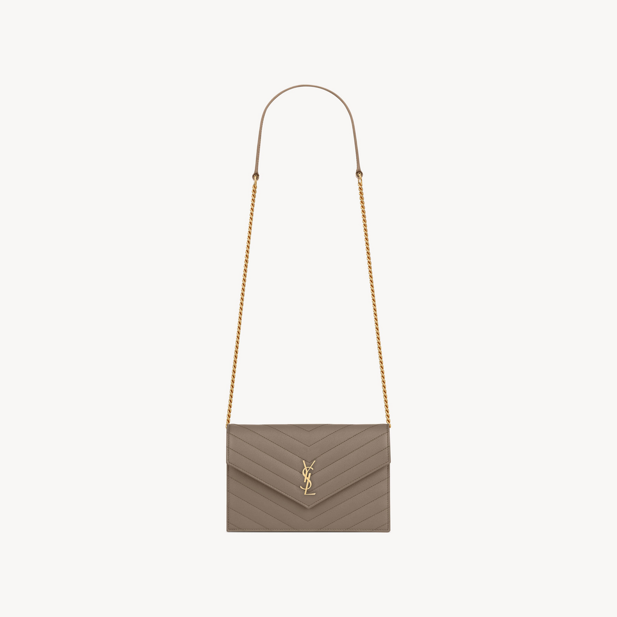 CASSANDRE Envelope Chain Wallet in Grain De Poudre leather