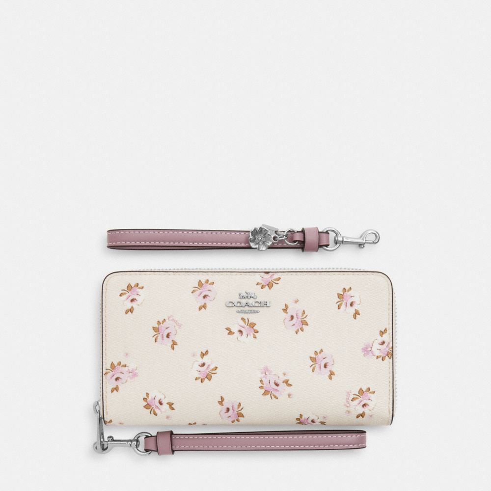 Boxed Long Zip Around Wallet With Floral Print