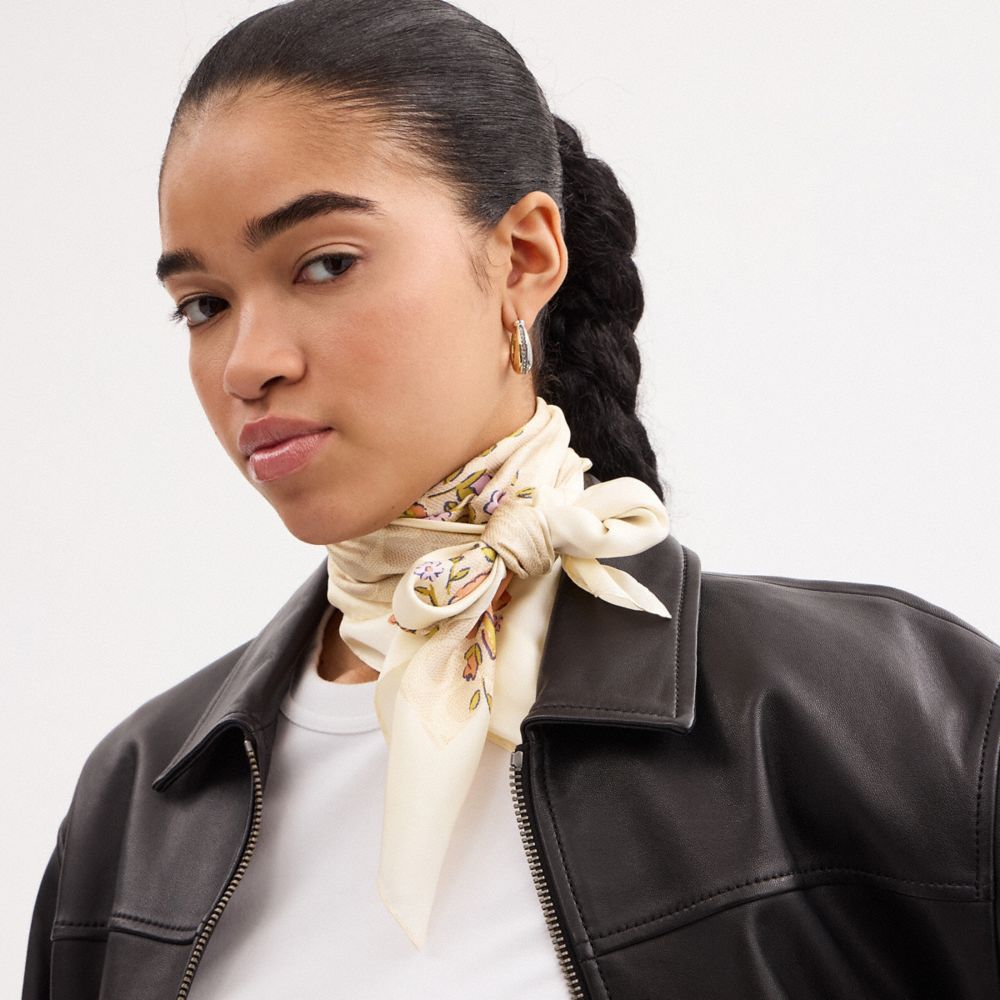 Iconic Motifs Print Silk Square Scarf
