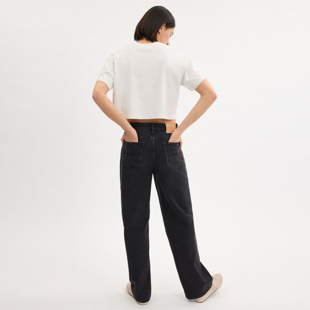Cursive Coach Cropped Sketch Print T Shirt