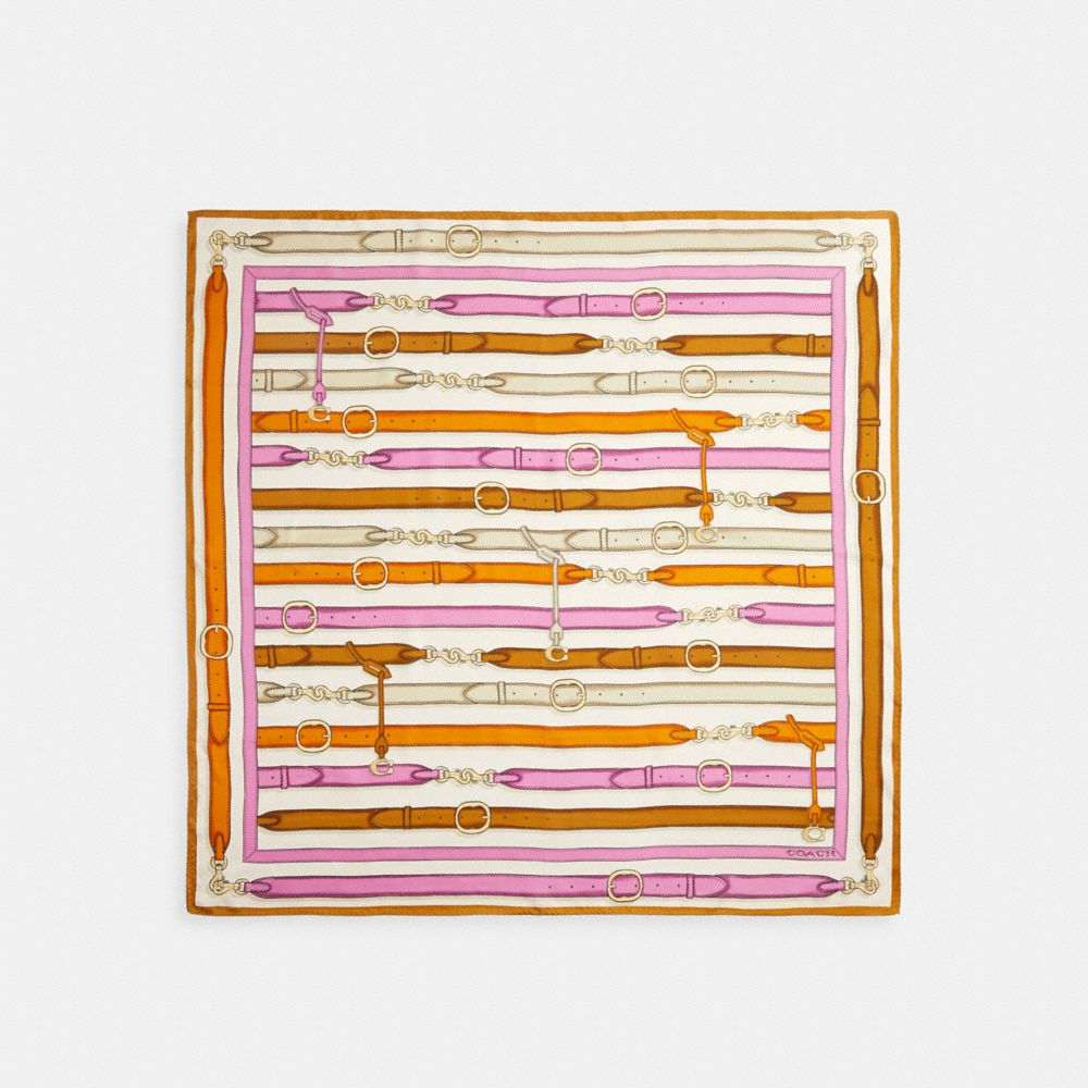 Iconic Motifs Print Silk Square Scarf