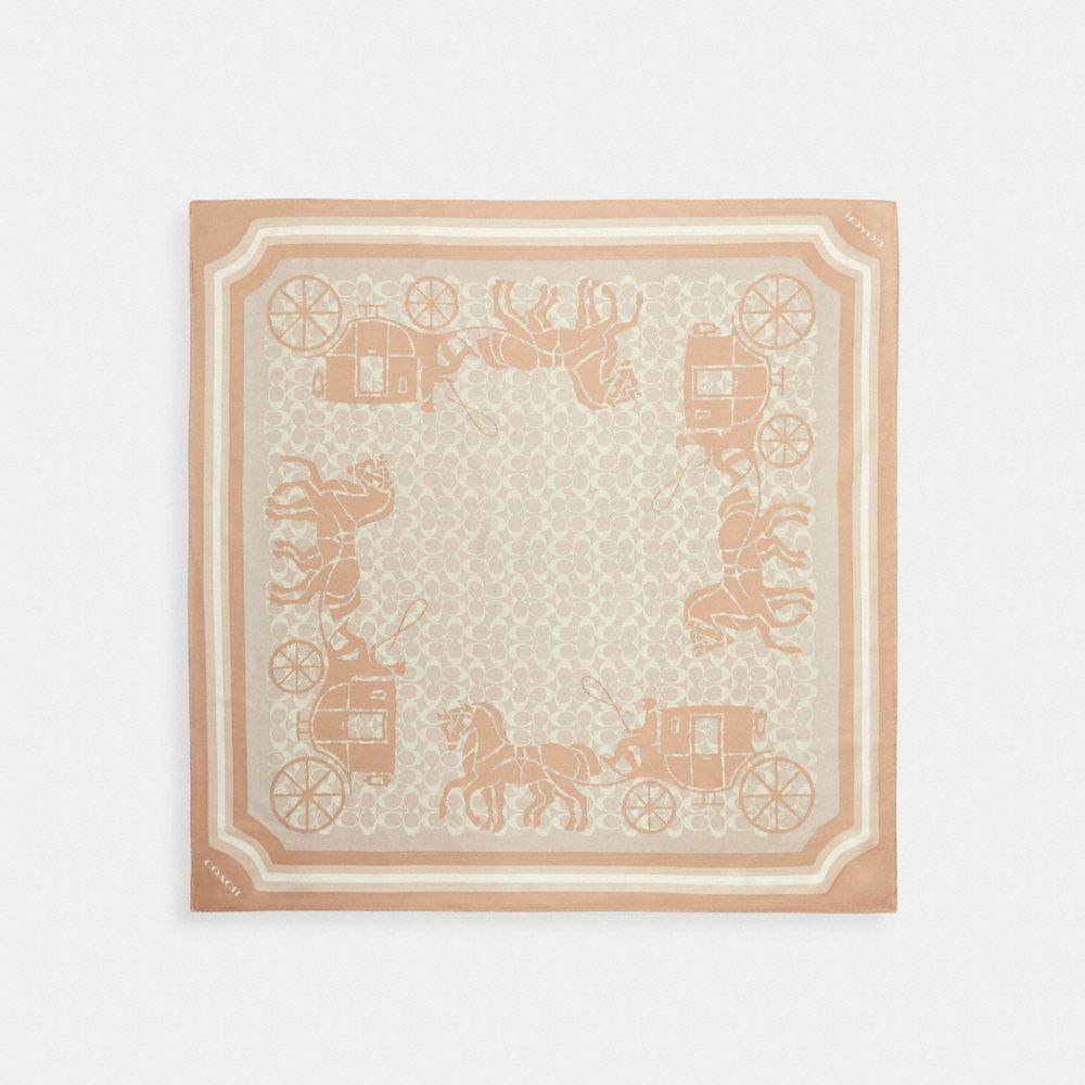 Signature Horse And Carriage Print Silk Square Scarf