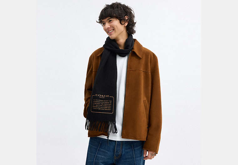 Embroidered Patch Cashmere Muffler