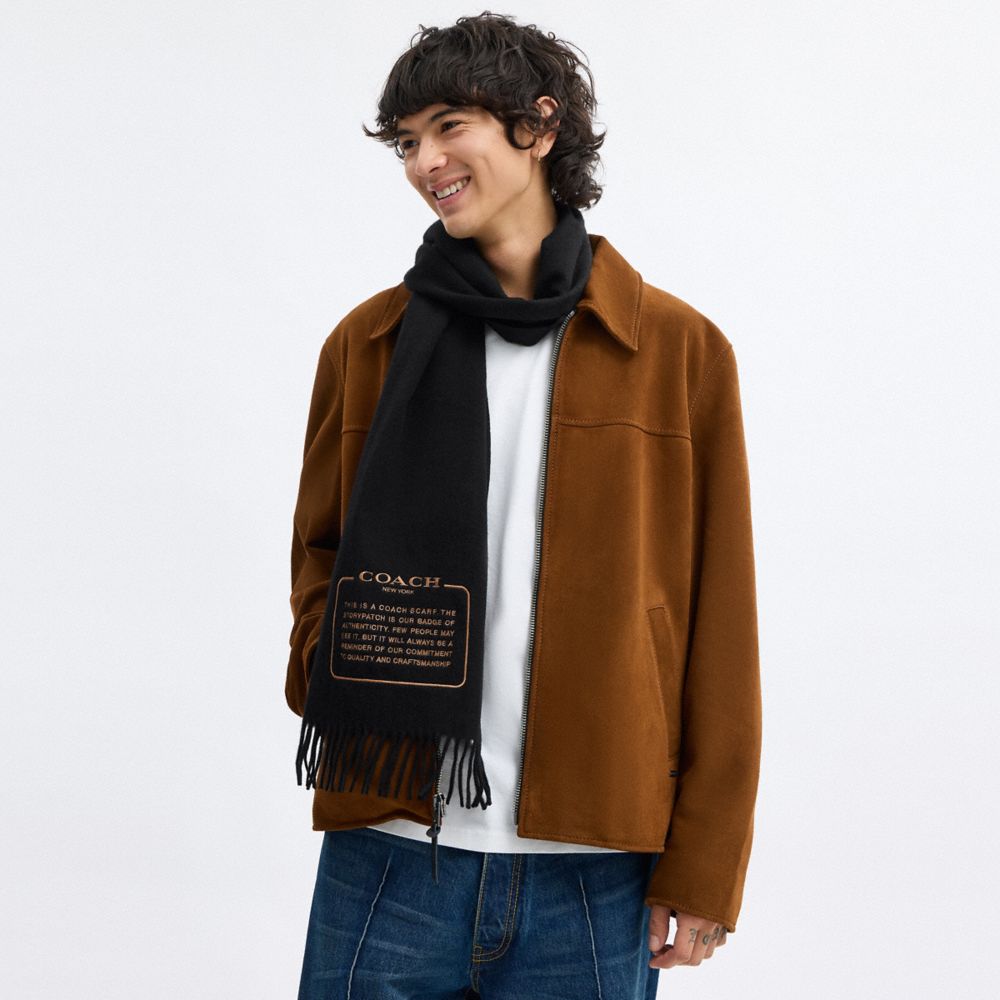 Embroidered Patch Cashmere Muffler