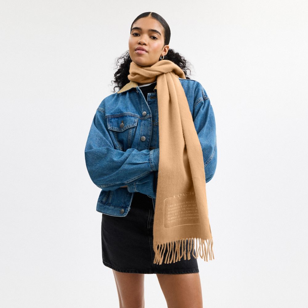 Embroidered Patch Cashmere Muffler