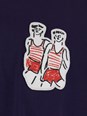Msgm Blue Crewneck T-Shirt with Patch on the Front and Logo Lettering on the Back in Cotton Man