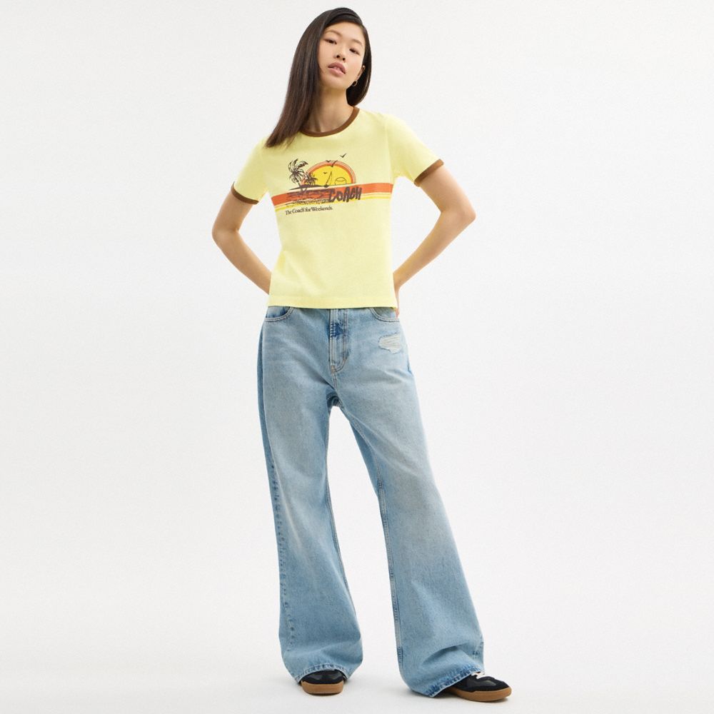 70 S Surf Ringer T-Shirt In Organic Cotton