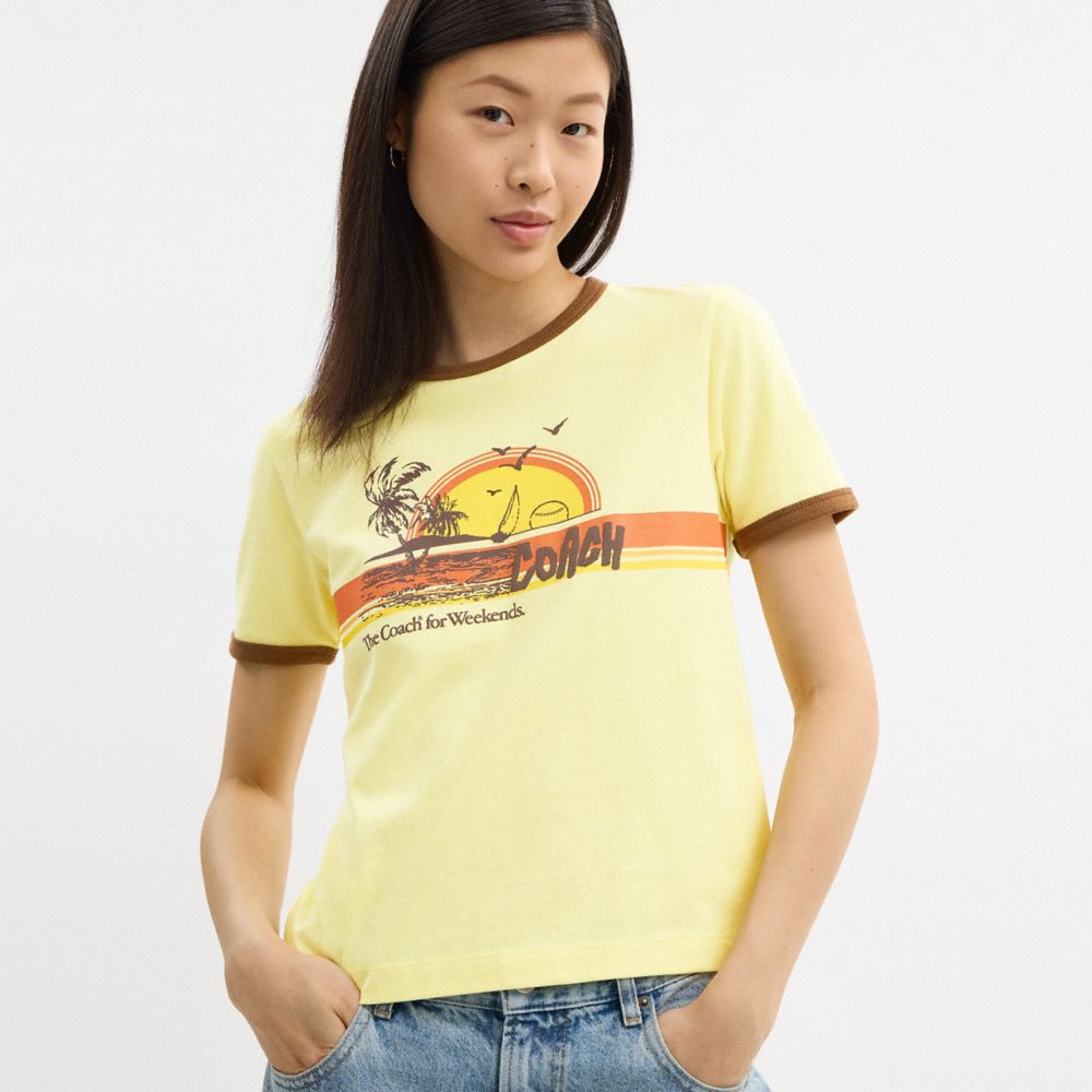 70 S Surf Ringer T-Shirt In Organic Cotton