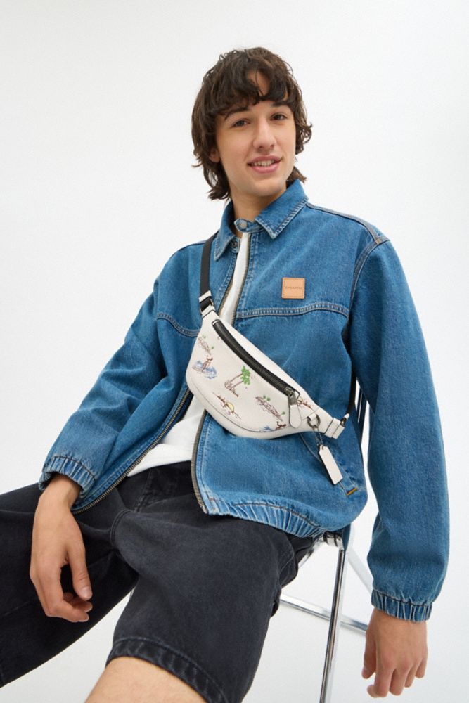 Warren Mini Belt Bag In Blocked Signature Canvas