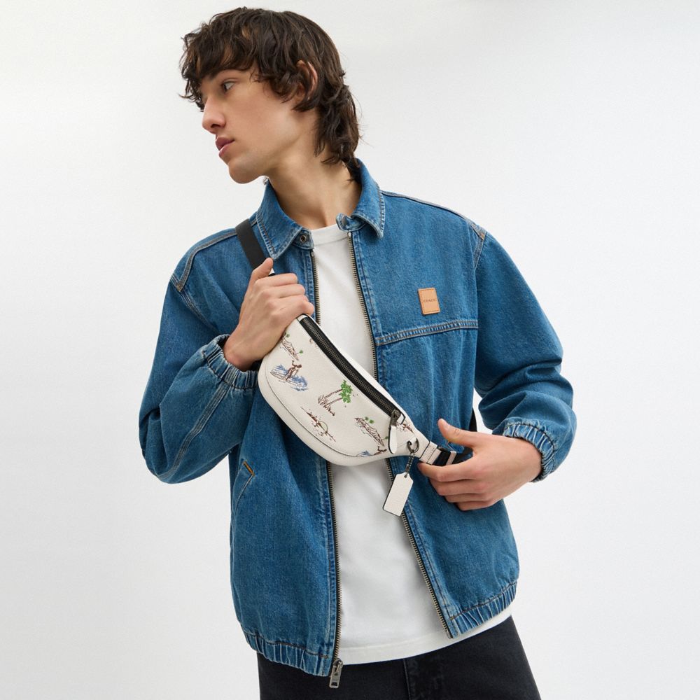 Warren Mini Belt Bag In Blocked Signature Canvas