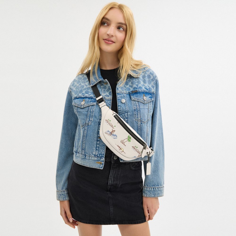 Warren Mini Belt Bag In Blocked Signature Canvas