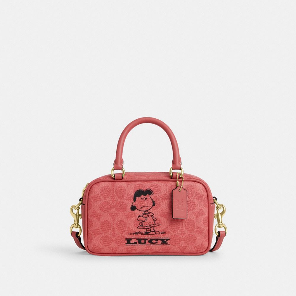 Coach X Peanuts Satchel Crossbody Bag In Signature Canvas With Lucy