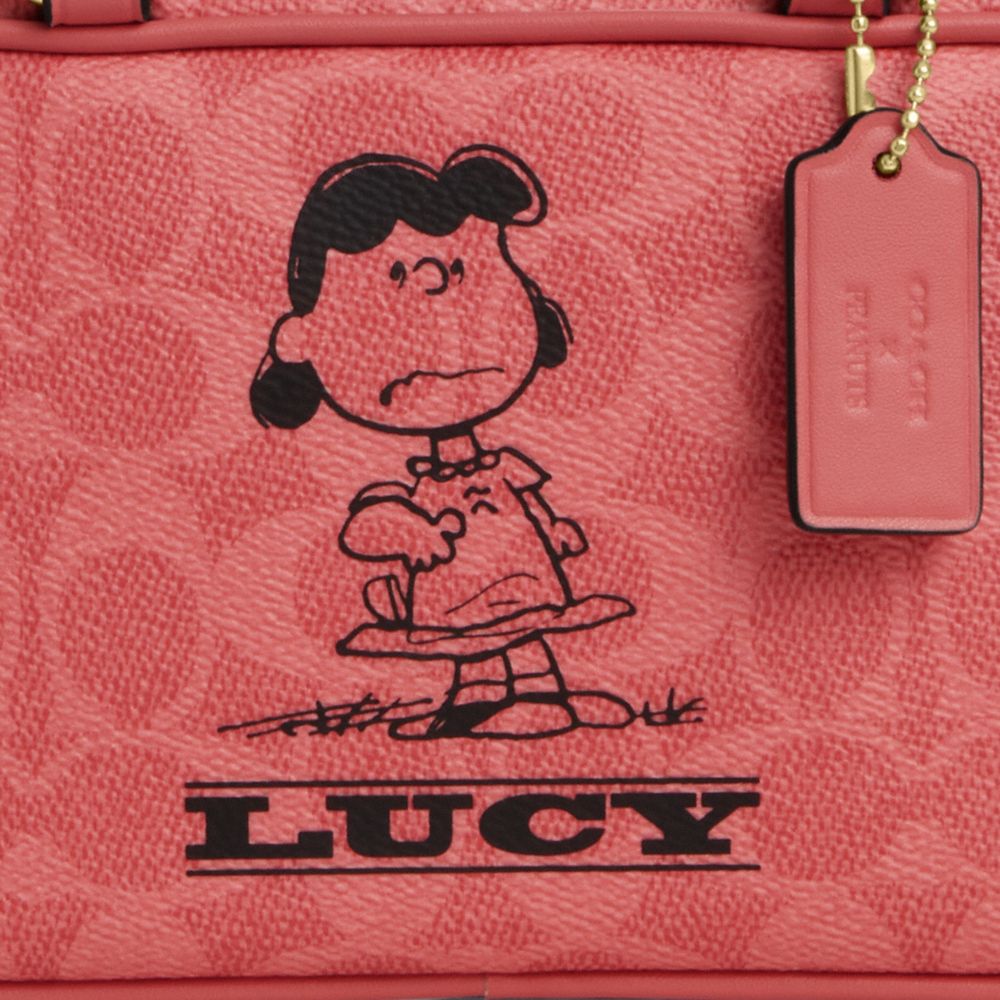 Coach X Peanuts Satchel Crossbody Bag In Signature Canvas With Lucy