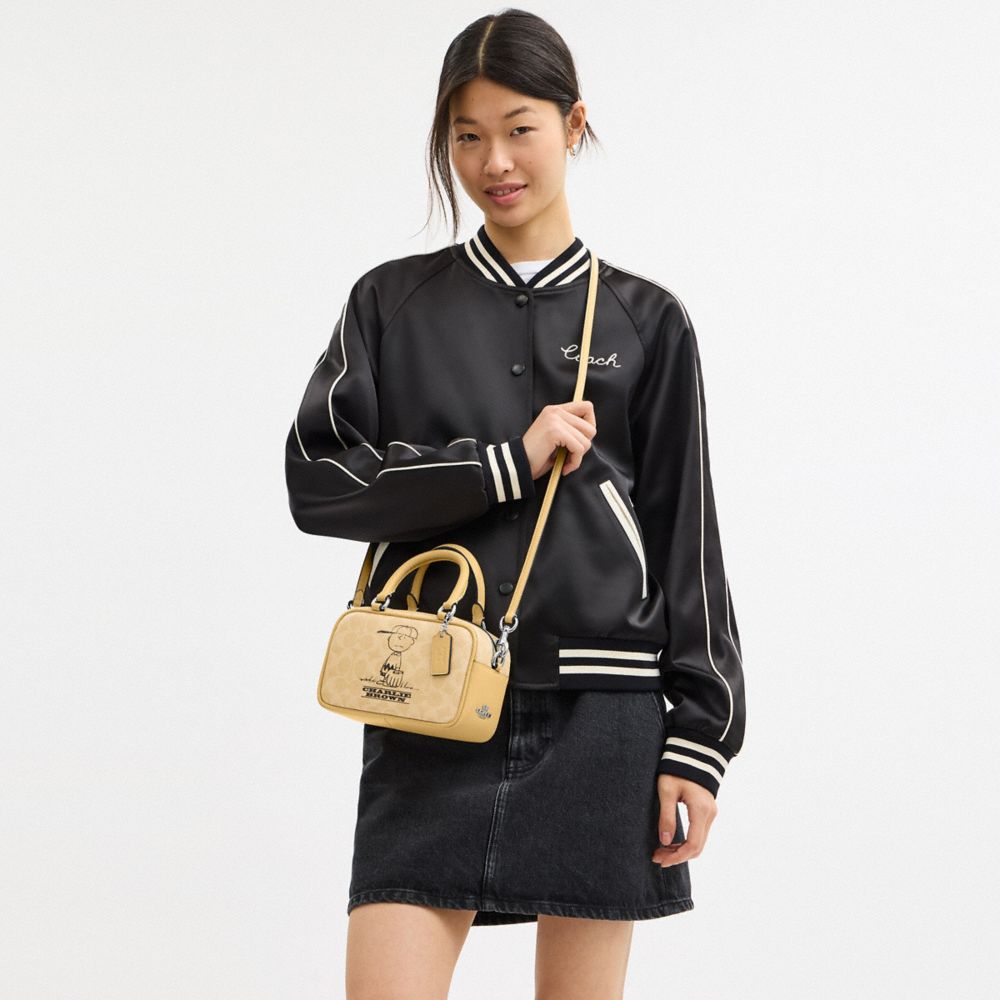 Coach X Peanuts Satchel Crossbody Bag In Signature Canvas With Lucy