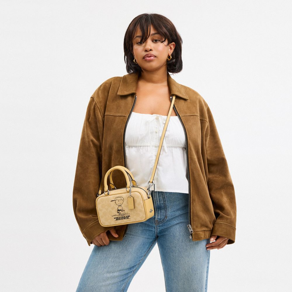 Coach X Peanuts Satchel Crossbody Bag In Signature Canvas With Lucy