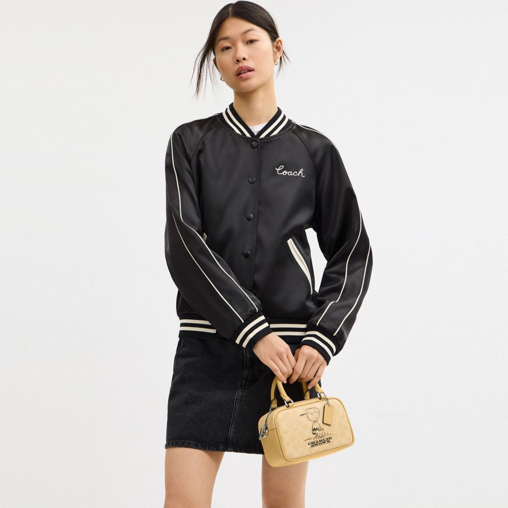Coach X Peanuts Satchel Crossbody Bag In Signature Canvas With Lucy