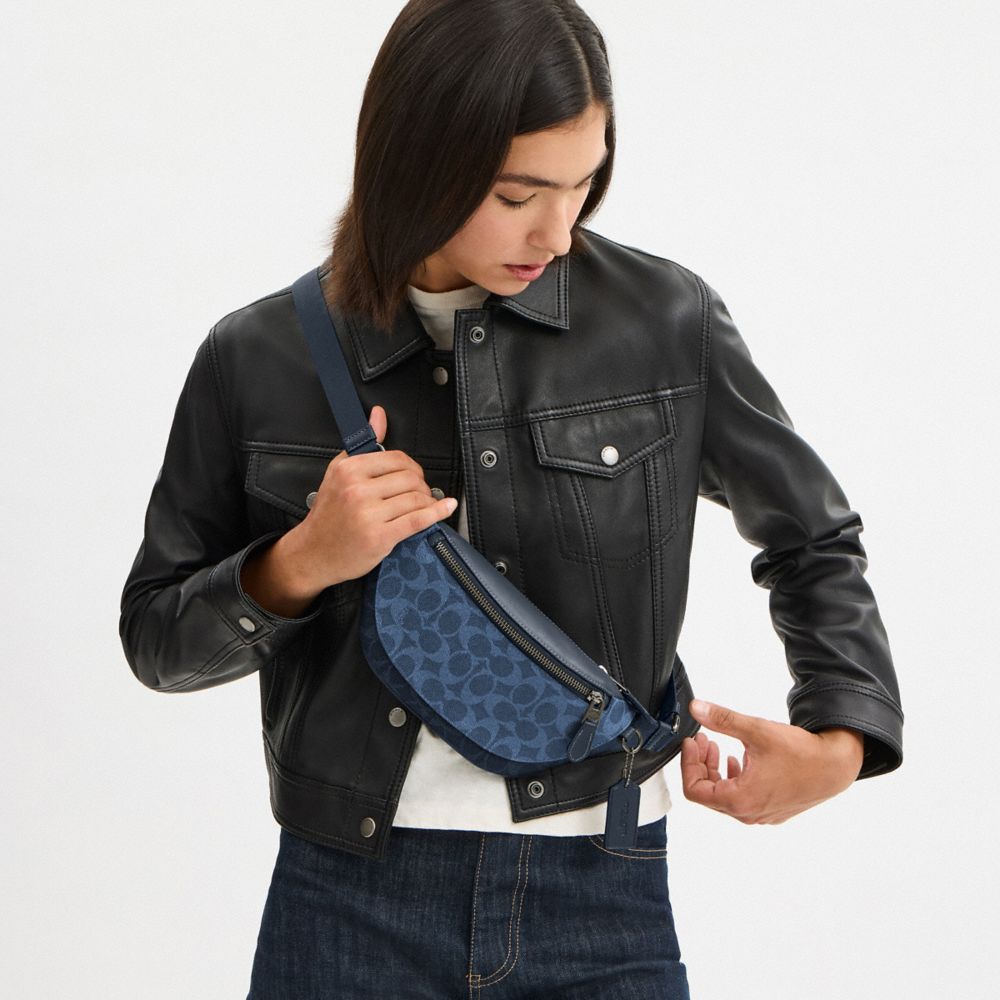 Warren Mini Belt Bag In Blocked Signature Canvas