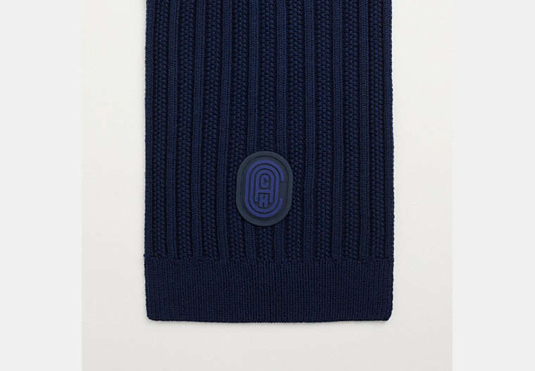 Restored Double Signature Retro Patch Knit Scarf