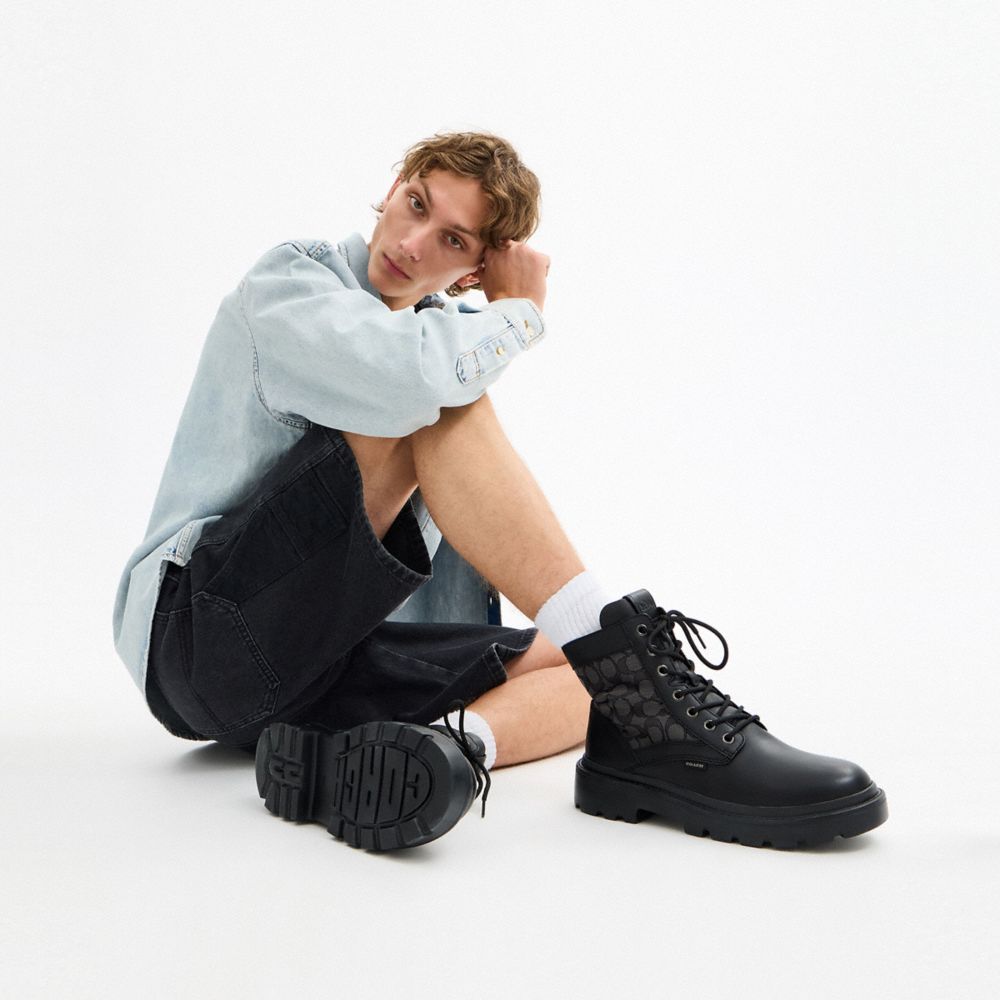 Combat Boot With Signature Jacquard