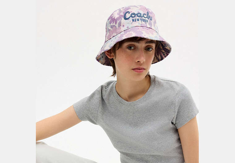 Coach Script Floral Print Bucket Hat