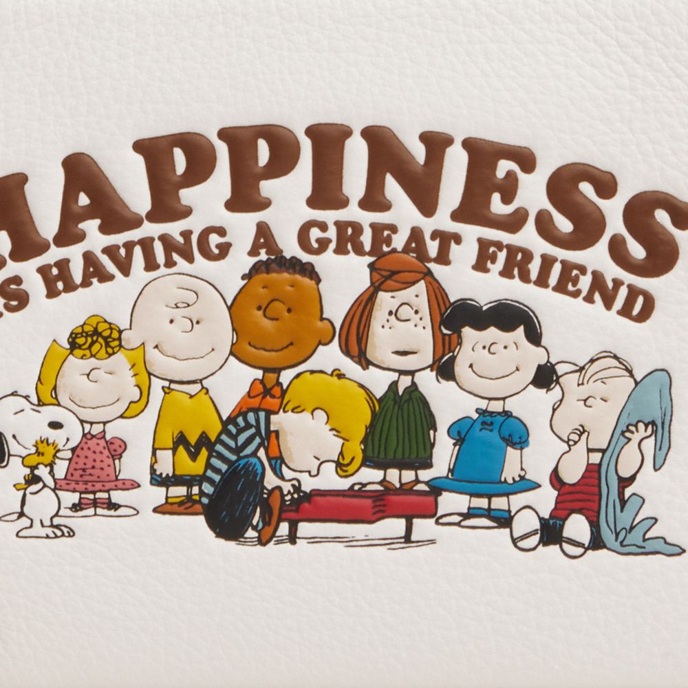 Coach X Peanuts Corner Zip Wristlet In Signature Canvas With Snoopy Print