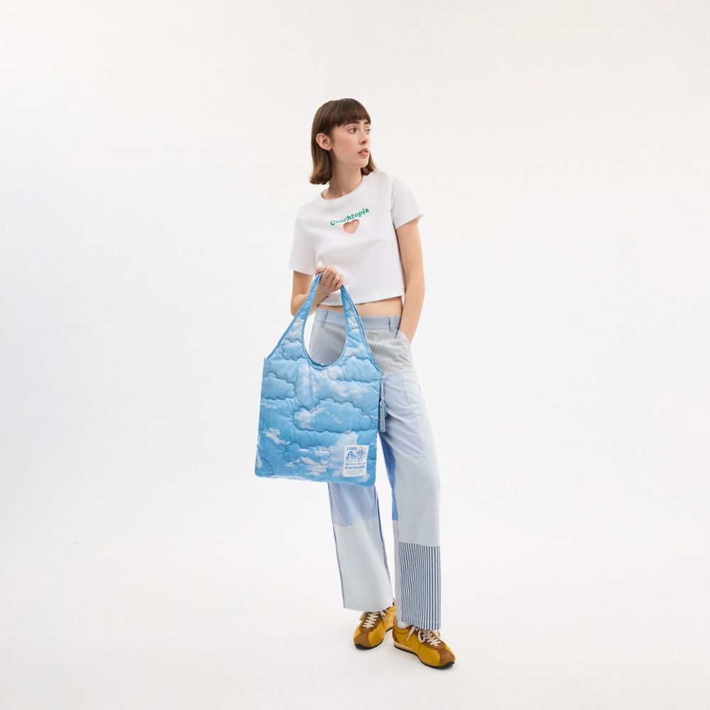 Coachtopia Loop Quilted Flat Tote With Cloud Print