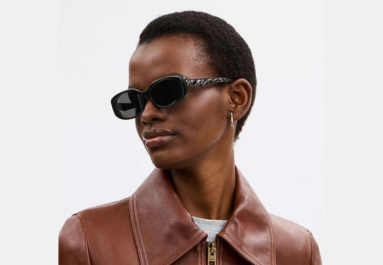 Quilted Oval Rectangle Sunglasses