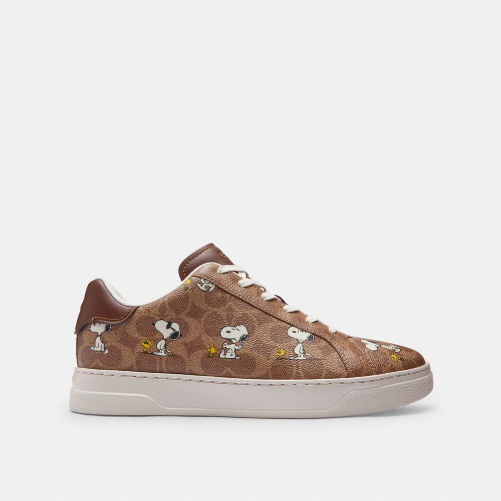 Coach X Peanuts High Line Sneaker In Signature Canvas With Snoopy Print